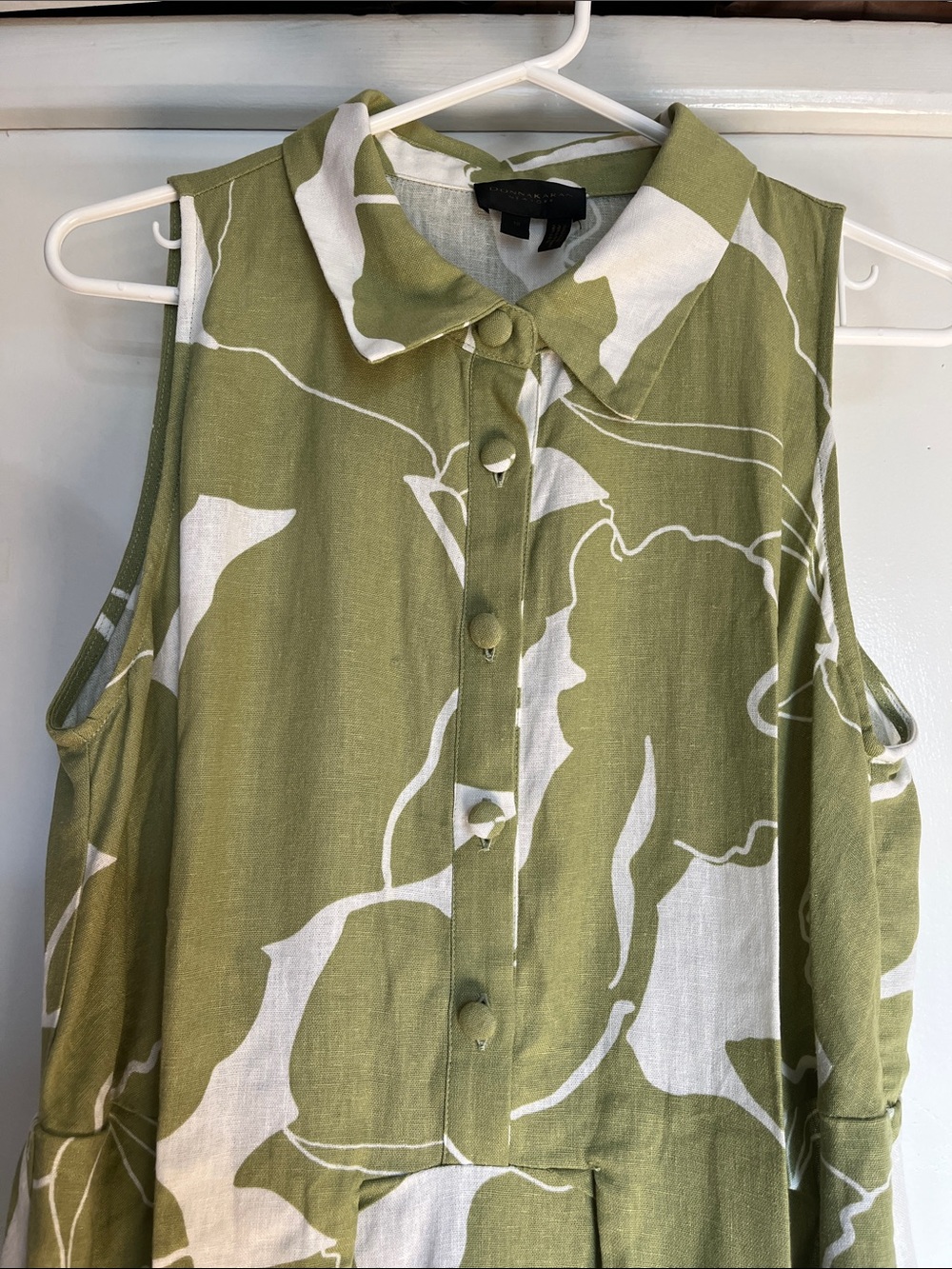 Donna Karan Olive Green and White Sleeveless Maxi Dress - Picture 2 of 8